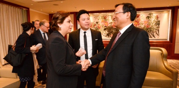 Mr. Zhang Hongming and Mrs. Patricia Espinosa C., Former Minister of Foreign Affairs of Mexico